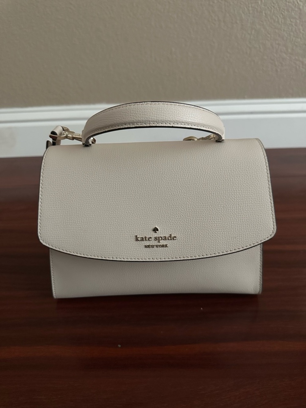 kate spade cream leather top-handle satchel bag